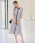 【新色追加】配色キーネックストライプワンピース