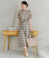 【新色追加】チェック柄フレア袖シアーワンピース