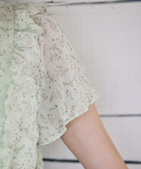 【アウトレット】花柄ボウタイフレアワンピース