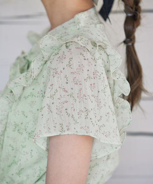 【アウトレット】花柄ボウタイフレアワンピース