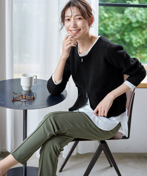 【安田美沙子さん着用 / 日本製】ジョーゼットピンタックテーパードパンツ