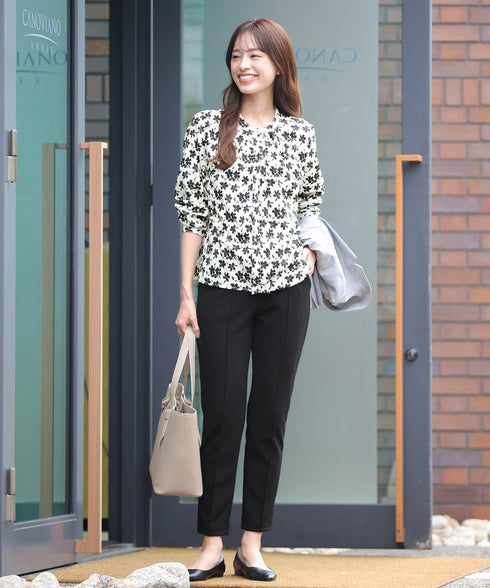 【安田美沙子さん着用 / 日本製】ジョーゼットピンタックテーパードパンツ