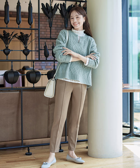 【安田美沙子さん着用 / 日本製】ジョーゼットピンタックテーパードパンツ