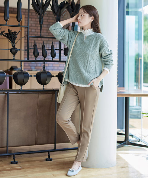 【安田美沙子さん着用 / 日本製】ジョーゼットピンタックテーパードパンツ