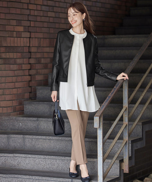 【安田美沙子さん着用 / 日本製】ジョーゼットピンタックテーパードパンツ