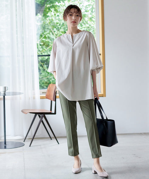 【安田美沙子さん着用 / 日本製】ジョーゼットピンタックテーパードパンツ