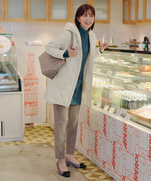 【安田美沙子さん着用 / 日本製】ジョーゼットピンタックテーパードパンツ