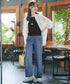 【おのののかさん着用】TCデニム切替ワイドストレートパンツ