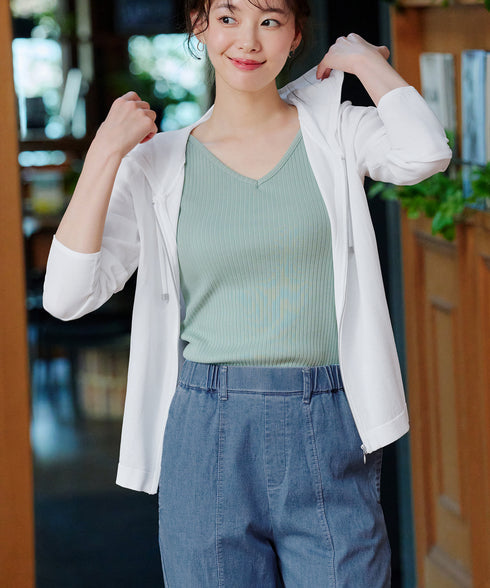 【おのののかさん着用】TCデニム切替ワイドストレートパンツ