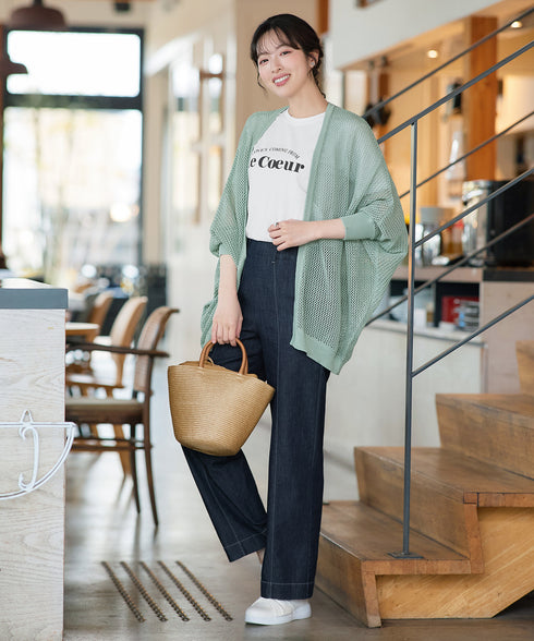 【おのののかさん着用】TCデニム切替ワイドストレートパンツ