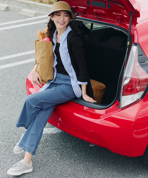 TCデニム切替ワイドストレートパンツ