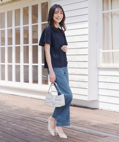 TCデニム切替ワイドストレートパンツ