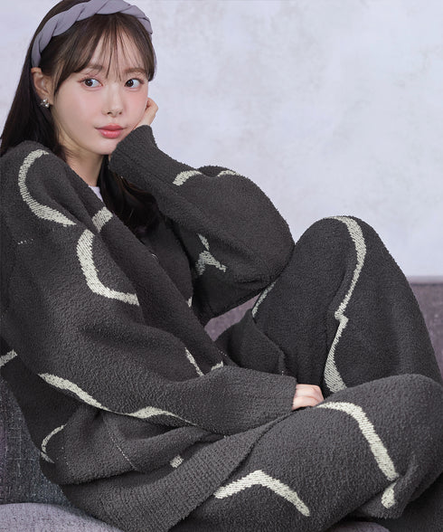 ふわもちニュアンス配色ニットパンツ