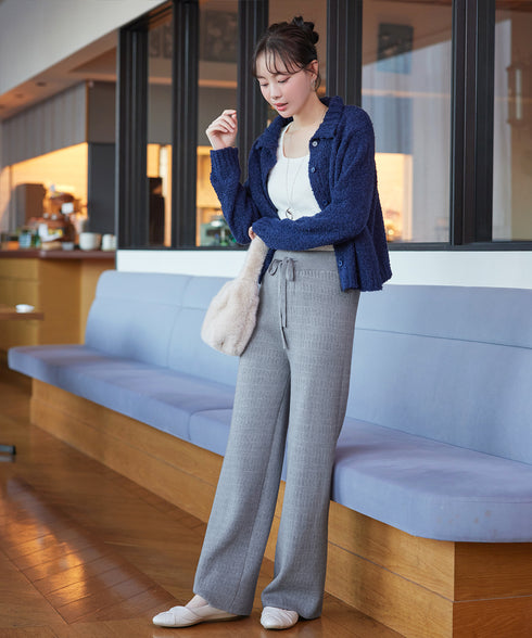 裏シャギージャガードニットパンツ