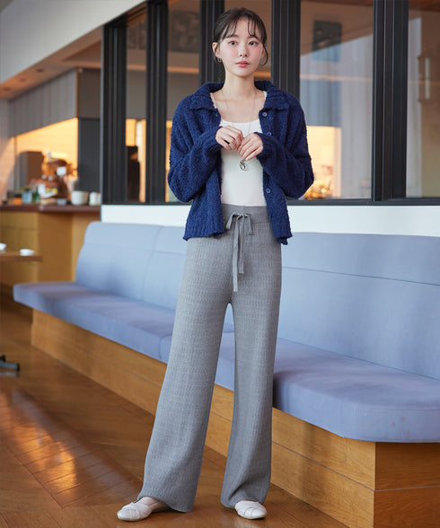 裏シャギージャガードニットパンツ