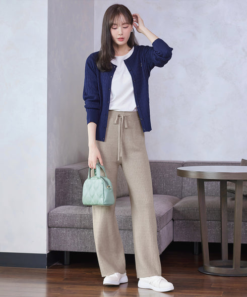 裏シャギージャガードニットパンツ