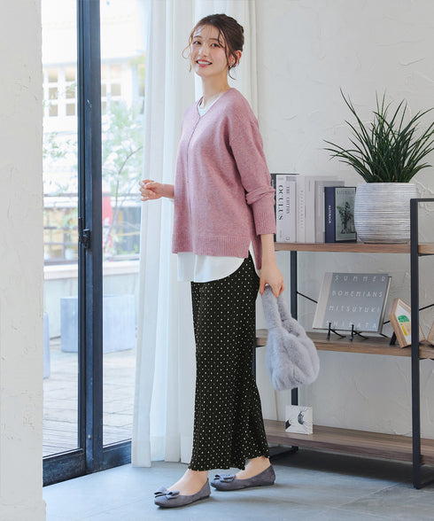 裏起毛ボックスプリーツパンツ