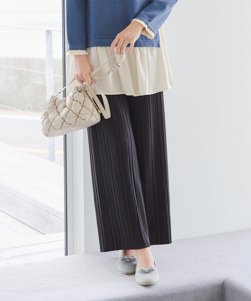 裏起毛ボックスプリーツパンツ