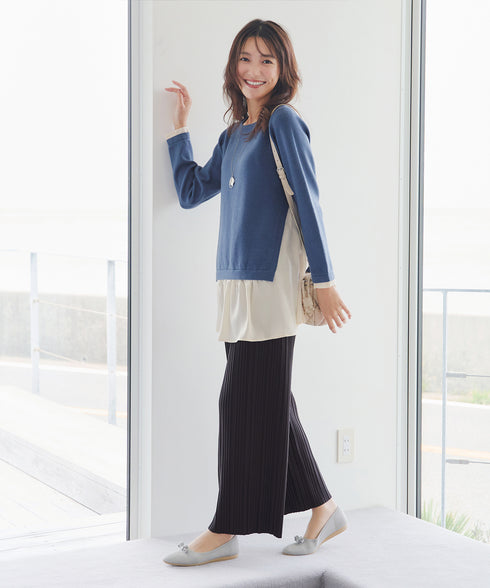 裏起毛ボックスプリーツパンツ