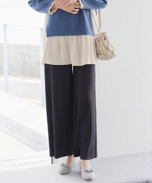 裏起毛ボックスプリーツパンツ