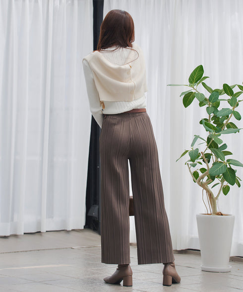 裏起毛ボックスプリーツパンツ