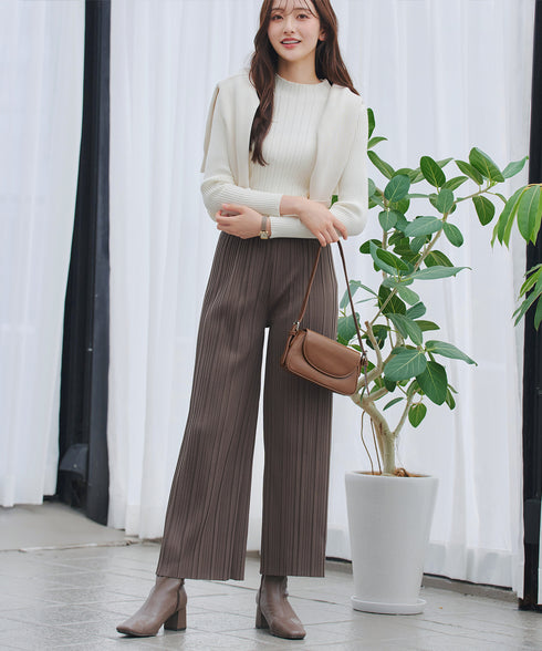 裏起毛ボックスプリーツパンツ