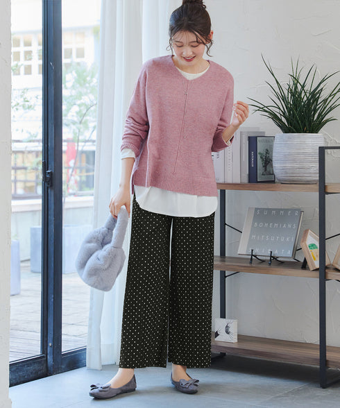 裏起毛ボックスプリーツパンツ