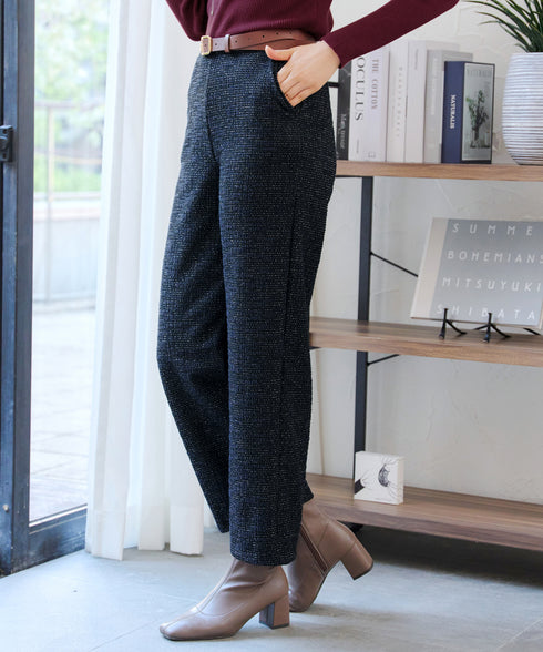 ラメツイードワイドストレートパンツ