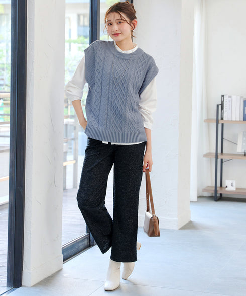 ラメツイードワイドストレートパンツ