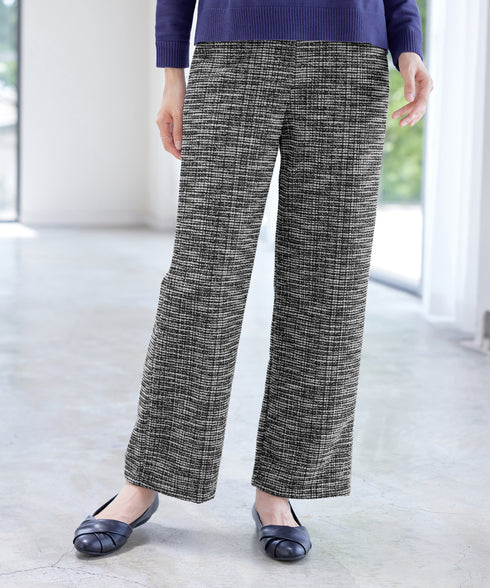 ラメツイードワイドストレートパンツ