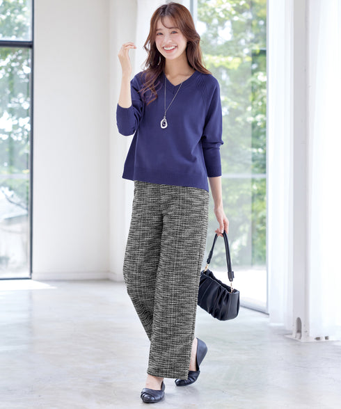 ラメツイードワイドストレートパンツ