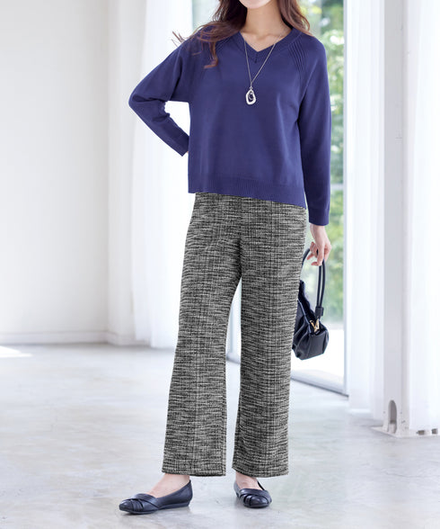 ラメツイードワイドストレートパンツ