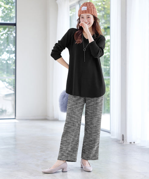 ラメツイードワイドストレートパンツ