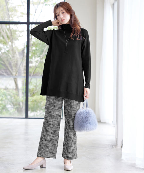 ラメツイードワイドストレートパンツ