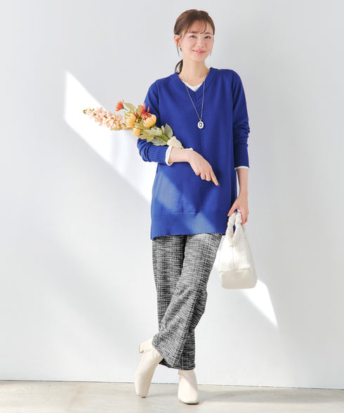 ラメツイードワイドストレートパンツ