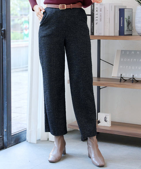 ラメツイードワイドストレートパンツ