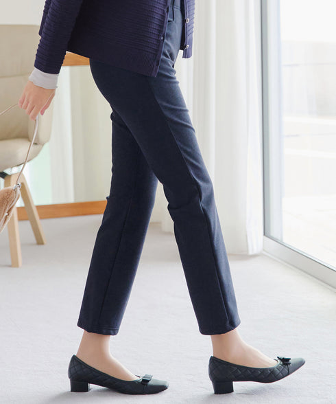 日本製メランジプリント裏起毛スリムパンツ