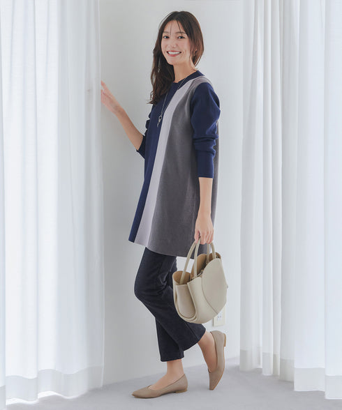 日本製メランジプリント裏起毛スリムパンツ