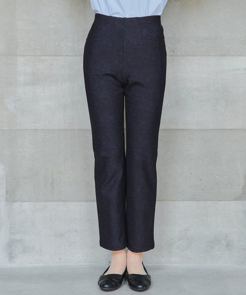 日本製メランジプリント裏起毛スリムパンツ