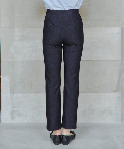 日本製メランジプリント裏起毛スリムパンツ