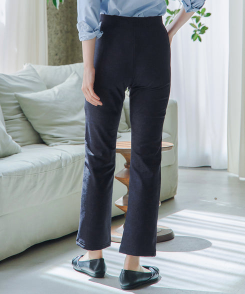 日本製メランジプリント裏起毛スリムパンツ