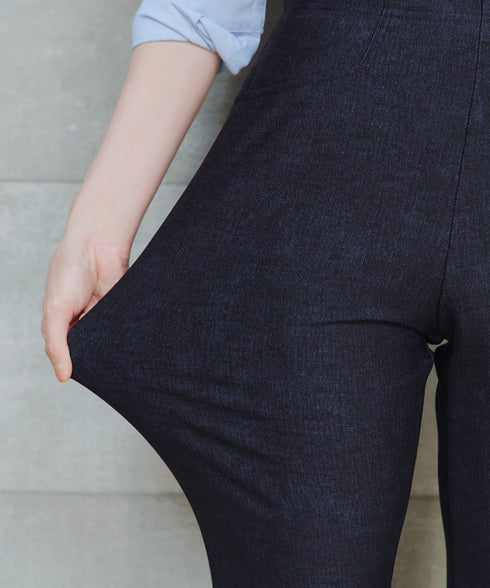 日本製メランジプリント裏起毛スリムパンツ