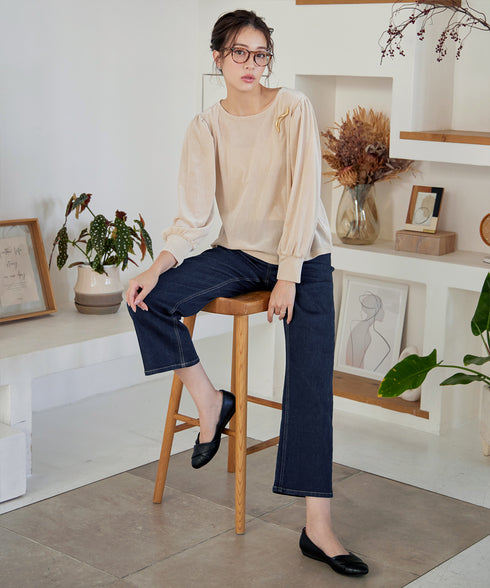 【安田美沙子さん着用】ストレッチワイドデニム