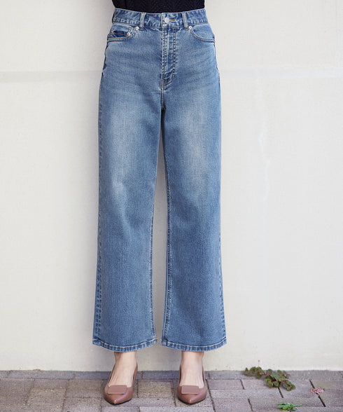 【安田美沙子さん着用】ストレッチワイドデニム