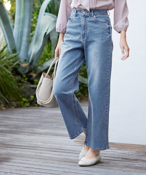 【安田美沙子さん着用】ストレッチワイドデニム