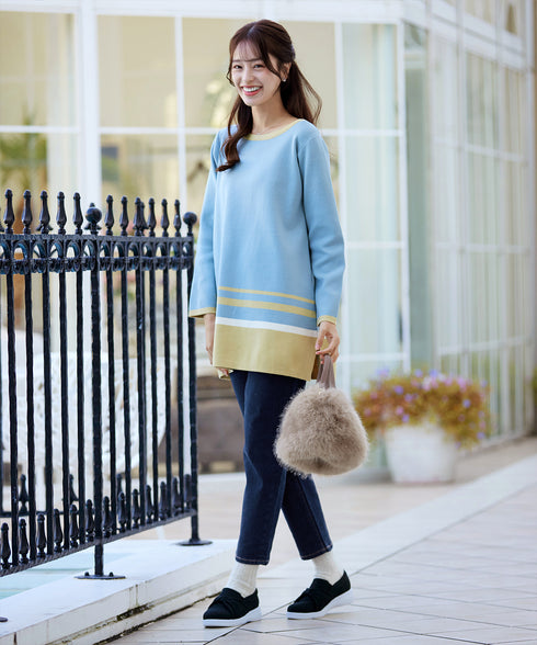 フェイクファー巾着バック