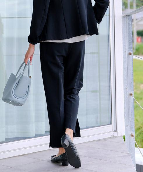 【ストレッチジョーゼット】 スリットテーパードパンツ