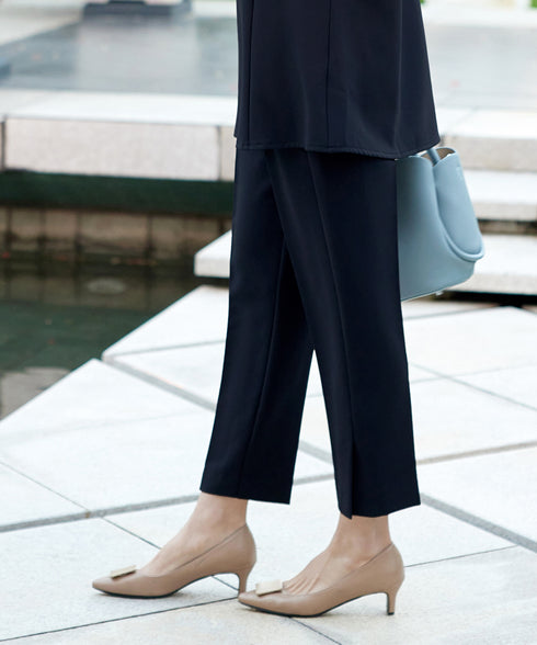 【ストレッチジョーゼット】 スリットテーパードパンツ