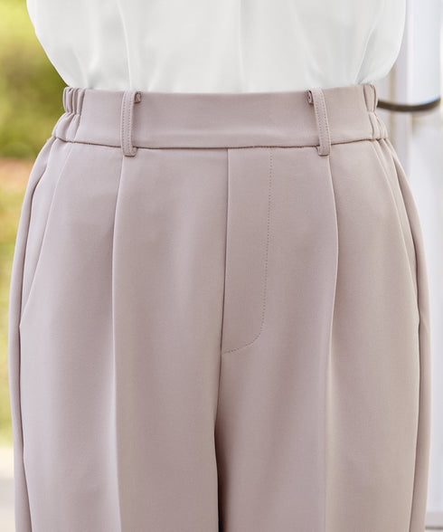 【ストレッチジョーゼット】 スリットテーパードパンツ