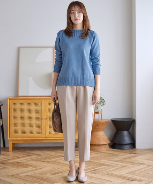 【ストレッチジョーゼット】 スリットテーパードパンツ